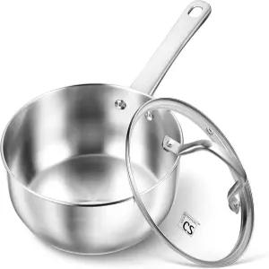 코흐 시스템 CS 스테인리스 스틸 소스팬 1쿼터 뚜껑 포함 18/10 프리미엄 인더치온 작은 조리 냄비 오븐