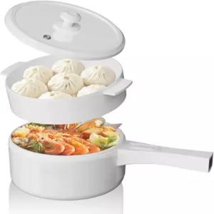 1.5리터 전기 냄비 찜기 세라믹 논스틱 라면용 휴대용 여행용 조리기/스테이크/프라이드 라이스/국/계란