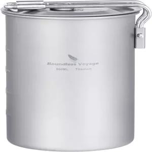 우샤레도 초경량 휴대용 900ml 야외 티타늄 냄비 뚜껑 접이식 손잡이 캠핑용 물 밥그릇 컵 머그잔 병