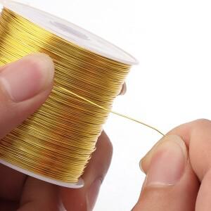 15-100m/롤 고품질 구리 와이어 금은색 비딩 와이어 코드 줄 보석 제작 DIY 비즈 팔찌 목걸이용