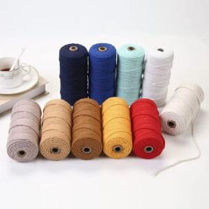 수제 식물 행어 100% 코튼 로프, 100m 마크라메 코드, DIY 벽걸이 예술 공예, 코튼 코드, 3mm, 4mm