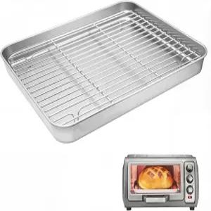 해밀턴 비치와 호환되는 토스터 오븐 트레이 11인치*9.3인치 깊은 가장자리 녹슬지 않는 프로스팅