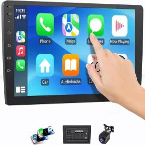 Haudio 9인치 무선 더블 딘 차량용 스테레오 (블루투스 카플레이 라디오 및 안드로이드 오토 후방 카메라