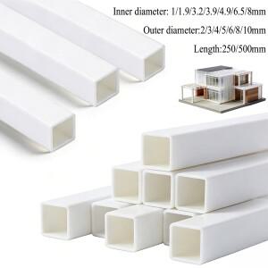 5/10/20Pcs DIY 흰색 ABS 사각 튜브, 공예, 모델 및 구조물 제작을 위한 중공 플라스틱 파이프, 절단 및 조