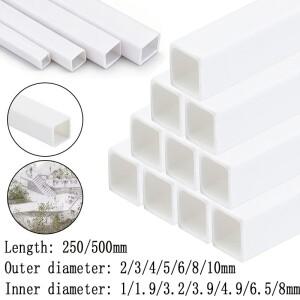 5/10Pcs 건축 모델 제작을위한 흰색 ABS 플라스틱 사각 튜브 파이프 DIY 공예 중공 바 스틱 절단 재료 공급
