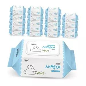 물티슈100매 미래생활 잘풀리는집 새싹이 물티슈 캡형 100매 20팩