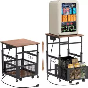 수납 가능한 미니 냉장고 스탠드 높이 조절 소형 받침대 및 바퀴 충전 스테이션 전자레인지/프린터용