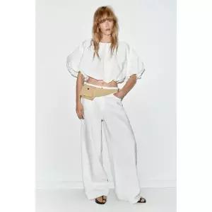 ZARA 벌룬 포플린 탑 - 화이트 {QHJ}