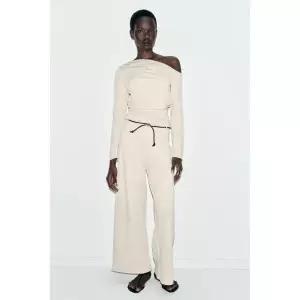 ZARA 피케 언밸런스 탑 - 크림 {QHJ}