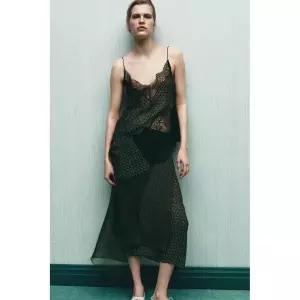 ZARA 프린트 비스코스 100% 비대칭 레이스 탑 - 멀티컬러 {QHJ}