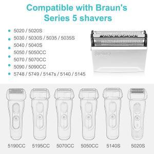 브라운 전기 면도기 5190CC, 5195CC, 5070CC, 5050CC, 5140S, 5020S와 호환되는 브라운 시리즈 5 교체용 헤