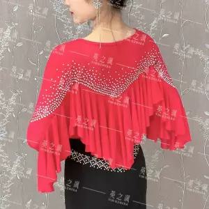 댄스탑 레이스 여성 댄스복 난타 공연복 라틴 방송 스팽글 의상 셔츠 고고