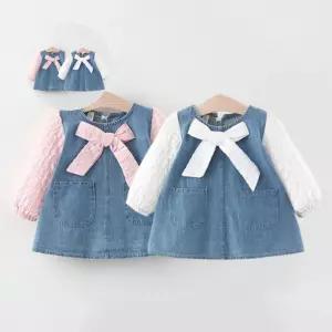 (제스트)데님 여아동 리본레이어드 205586 원피스 미니 드레스