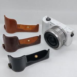 A5000 카메라 가방 PU 가죽 하프 바디 케이스 소니 호환  ILCE-5000 A5100용 배터리 오프닝 하단 커버