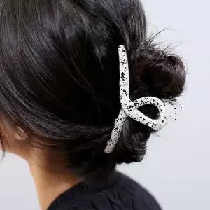 [셀러에이드]엔젤슈슈 페인팅 꼬임 대왕 집게핀 화이트 긴머리핀