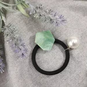[셀러에이드]엔젤슈슈 방울 진주 자개 머리끈 그린 진주알헤어끈