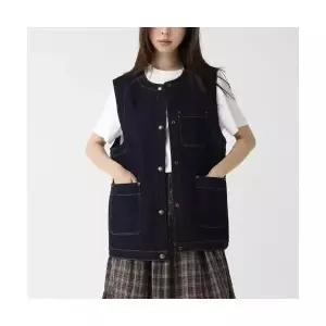 여성 베스트 캐주얼 데님 조끼 라운드 네오프렌 카디건 민소매 1PICK1