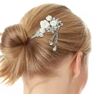 아비즈 헤어 비녀 플라워 헤어장식 반묶음핀 뒤꽂이