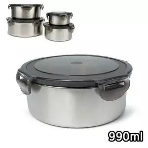 ToB 국내산 스텐 밀폐용기 원형반찬통 990ml