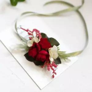 블룸 꽃팔찌 레드 브라이덜샤워 셀프웨딩 조화 꽃장식