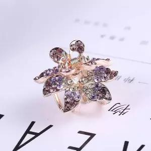 블라썸 미니 집게핀 퍼플 큐빅 포인트 머리핀 혼주 큐