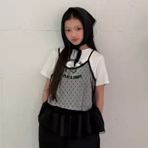 레이스 끈나시 키즈 여아 레이어드 뷔스티에