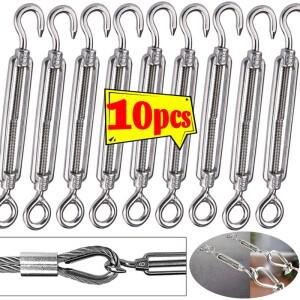 스테인레스 스틸 후크 및 아이 턴버클 텐셔너 리깅 링 하드웨어 와이어 로프 장력 조절 가능 가든