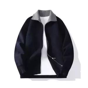 남자 칼라넥 배색 터틀넥 니트 기모 캐주얼 집업 가디건 붐 원픽1