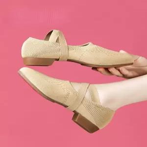 플라이니트 여성 댄스화 스포츠댄스 연습용 발레화 부드러운 밑창 경량 스트랩리스 슈즈