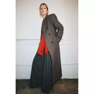 ZARA LIMITED EDITION ZW 컬렉션 만테코 울 코트 - 브라운 / 토프 {QHJ}