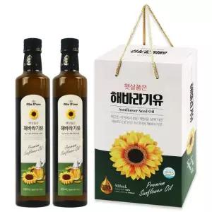 식용유 천연오일 고소한맛 프리미엄 해바라기씨유(500mlx2P)유리병