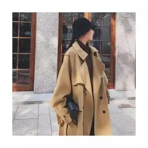 EAMT 여자코트 롱 겨울 베이지 더블 시크 모직 코트 YJ3