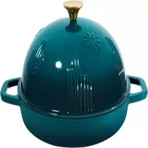 플라베흐 빵 오븐 제빵용 클로치 뚜껑이 있는 주철 더치 다크시안 에나멜 처리된 사워도우용 돔 뚜껑