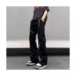 남성 루즈핏 와이드핏 청바지 바람막이 블랙 부츠컷 하이웨스트 와이드 스포M1