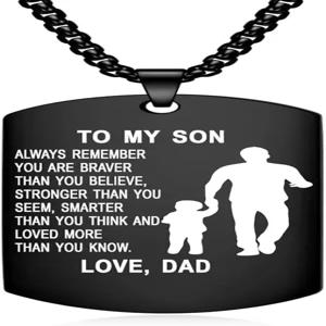 요티와드 아들 개 태그 펜던트 목걸이에 영감을 주는 단어 각인 생일 선물 엄마 아빠의 아들을 위한 졸업