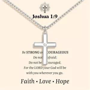 아들 선물용 크로스 체인 목걸이 엄마 아빠의 첫 성찬식 확인 세례 생일 선물 상자 포함 미니멀 스테인리스