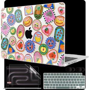 M4 맥북 프로 16인치 케이스 2024 2023 2021용 케이스, 모델 A3403/A3186/A2991/A2780/A2485 M3 M2 M1 프로/맥스 칩에 적합, 키보드 및 카메라 커버, 과일 스티커가 있는 노트북 하드