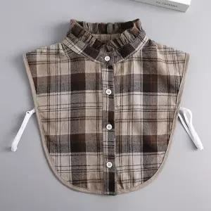 체크 페이크 카라 넥케이프 레이어드 소품 여성 캐주얼 이너 포인트