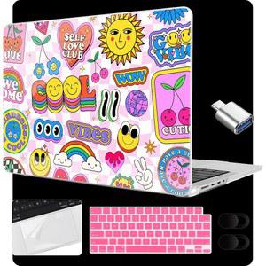 M4 맥북 프로 16인치 케이스 2024 2023 2021 (A3403/A3186/A2991/A2780/A2485) M3 M2 M1 프로/맥스 칩용 케이스, 키보드커버 및 트랙패드 필름이 있는 노트북 하드 쉘 패턴 스티커