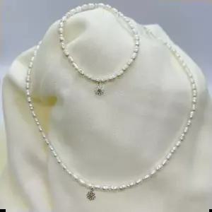 진주조개 실버925 못난이 천연 담수 진주 목걸이 팔찌 세트