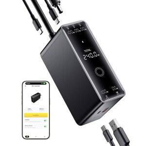 베이스어스 240W 스마트 충전소 디지털 LED 디스플레이가 장착된 5-in-1 데스크톱 USB C 충전기 맥북 프로 PD 3.1 듀얼 노트북 타입 고속 충전 Dell XPS 레노버 16 갤럭시 S24