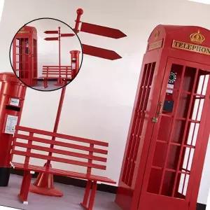 글로 대형 인테리어 공중전화 부스 5종 세트 레드