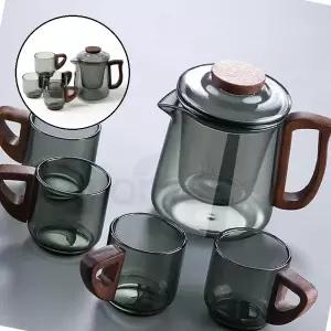 글로 내열유리 차포트 찻잔세트 4인 유리다관 유리포