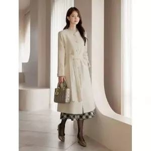 [시크라인] (~XXL까지) 제오람 노카라 트위드 벨트 롱 코트 겨울 하객룩 오피스룩 모임룩 격식룩 연말룩 빅