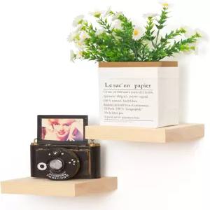 QsQueen 벽걸이용 플로팅 선반 ？ 숨겨진 브래킷이 있는 견고한 목재 사각형 디자인 벽걸이 욕실 침실 거실