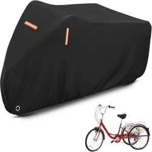 OVCRNIBI 세발자전거 커버 전기 실외 방수 및 방진 보관 자전거 헤비 듀티 옥스포드 천 블랙