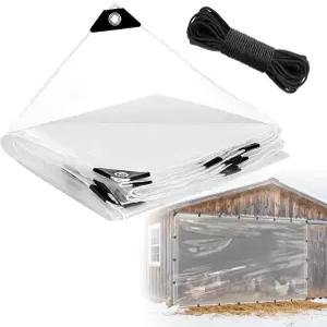 6.6x10피트 길이의 파티오 월동용 투명 방수포 - 겨울 정원 인클로저 치킨 코프를 위한 그로밋이 포함된