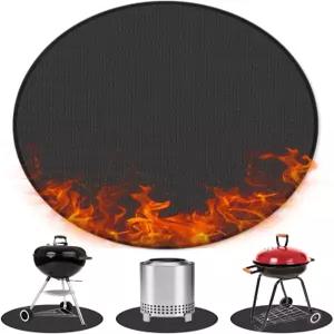 18인치 파이어 피트 매트 언더 그릴 데크 파티오 보호 라운드 방화 재사용 가능한 야외 바비큐용 방수 패드