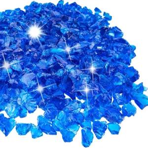 리유 파이어 글래스 록스 야외 및 실내 피트 테이블 벽난로 화병 필러 조경용 1/2인치 10파운드 코발트