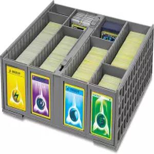 BCW 수집용 카드함 - 싱글 그레이 트레이딩 카드 보관함 3200장의 4개의 보관 파티션 포함 포켓몬 MTG